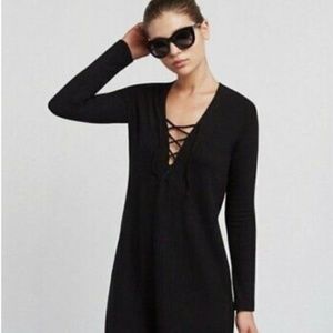 Reformation Ribbed Lace Up Sweater Dress